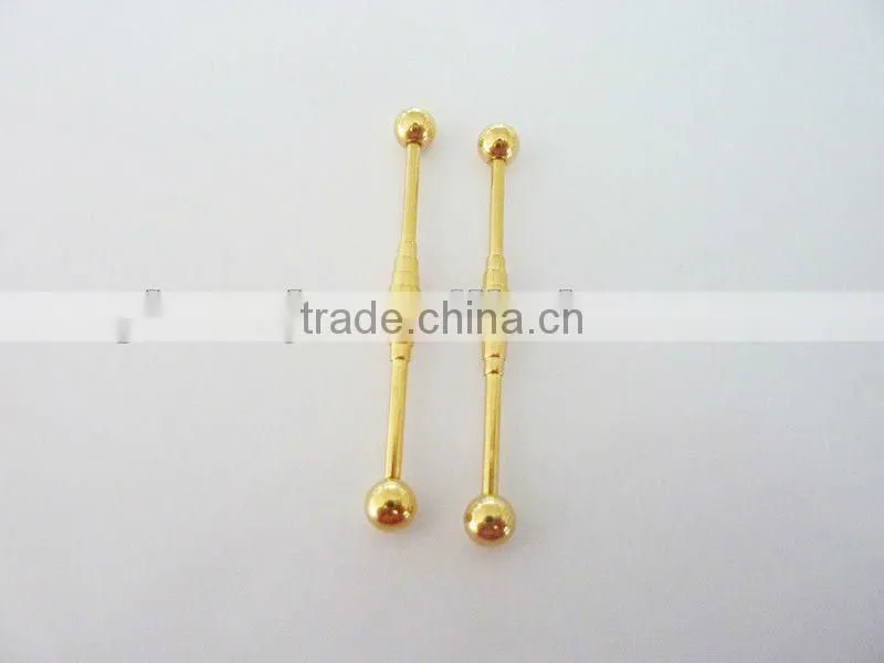 Wholesale New Hot Charm 14G 316L Surgical Stainless Steel plate anodized glod piercing industrial snake cut barbell tongue ring