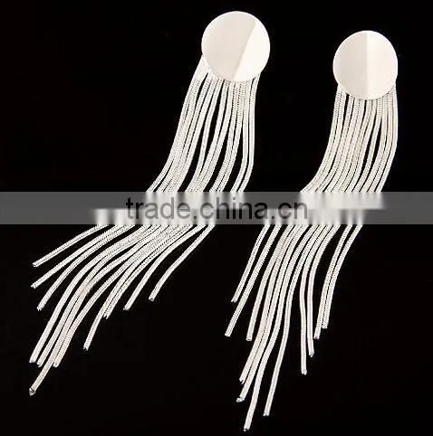 Alloy contracted tassels circular temperament gold earrings