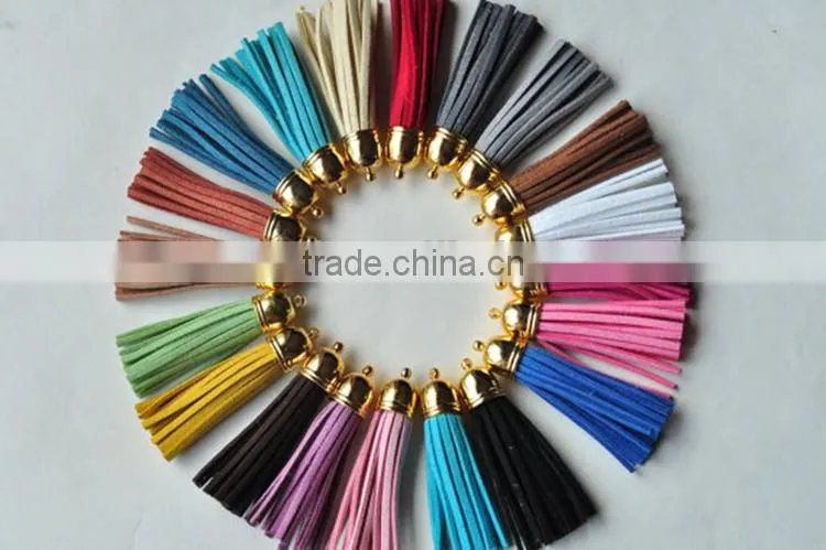Decorative and fashion colorful custom leather tassels for handbag