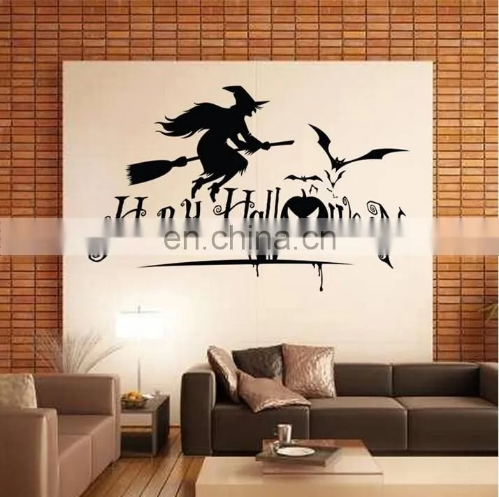 Happy Halloween Witch and Bats Window/Wall Sticker Halloween Decoration Home Decoration