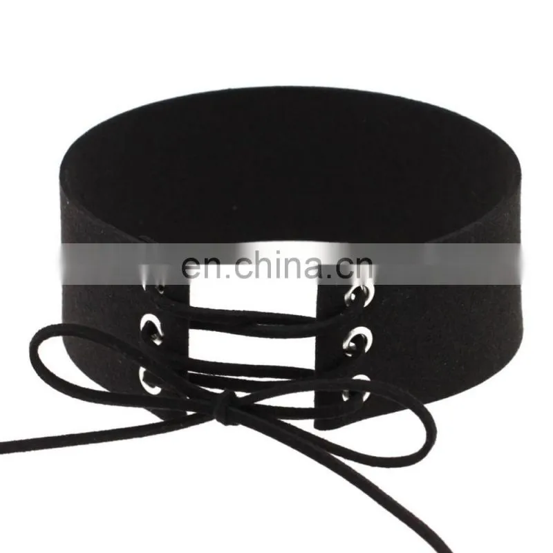 Fashion Suede Leather Wide Choker Collar Necklace