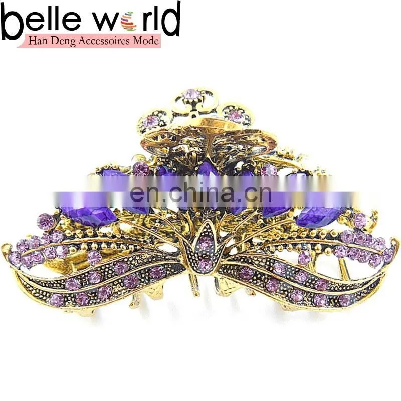 Elegant Europen Retro Big Alloy Rhinestone Jewel Hair Claw Clip