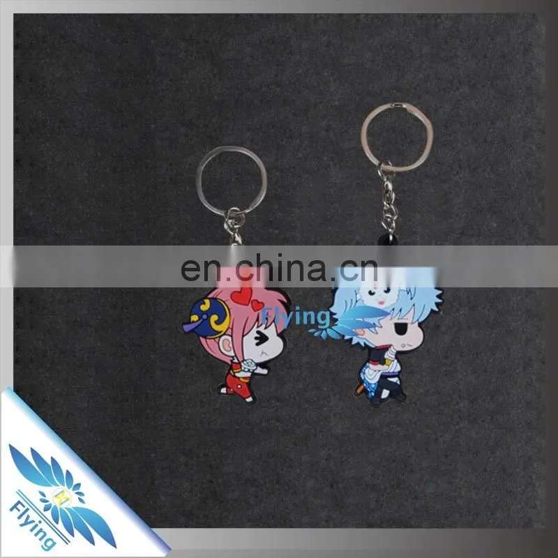 cheap price children anti lost pvc keychain/ silicone keychain with keyring for school bags