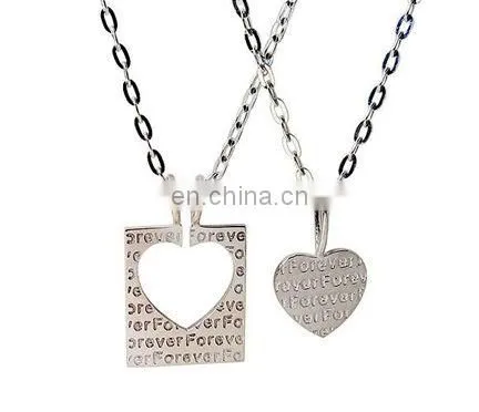 Fashion heart lock and key shape necklace pairs pendant