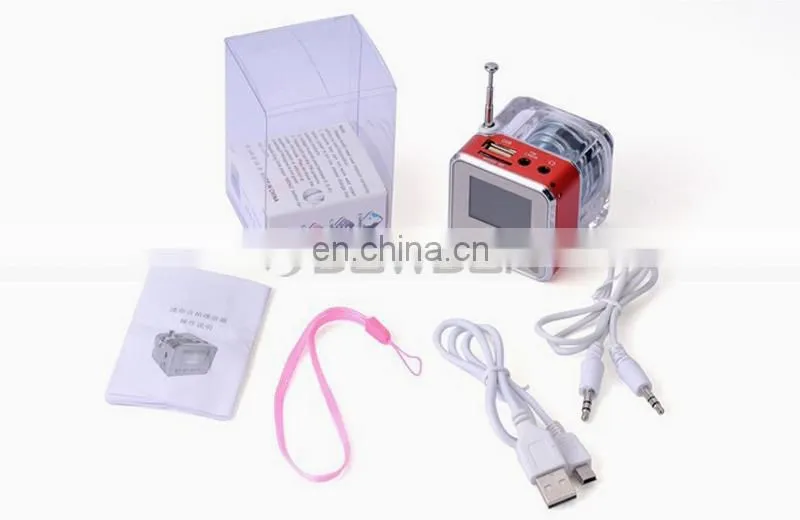 Antenna FM Radio 16G Memory MP3 Player Mobile Mini Portable Crystal Speaker