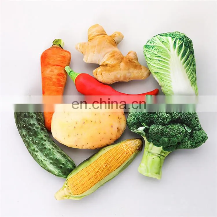 Cute Stuffed Dog Squeaky Toys Plush Vegetables Meat Chew Dog Toys
