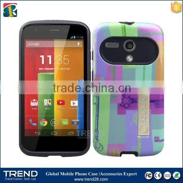 china supplier hybrid combo kickstand phone case for moto G2
