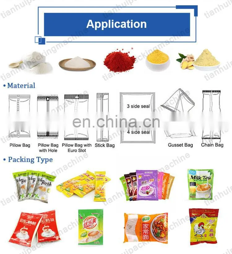 Automatic coffee powder Pesticide powder packing filling machine 4 side seal 1g-1000g with date printer