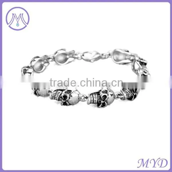 High quality 304 Stainless Steel Skull Skeleton Bracelet for mens Jewelry