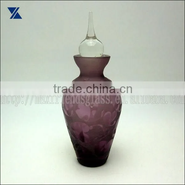 hand blown cased glass perfume bottle, scent bottle, reed diffuser frosted flower
