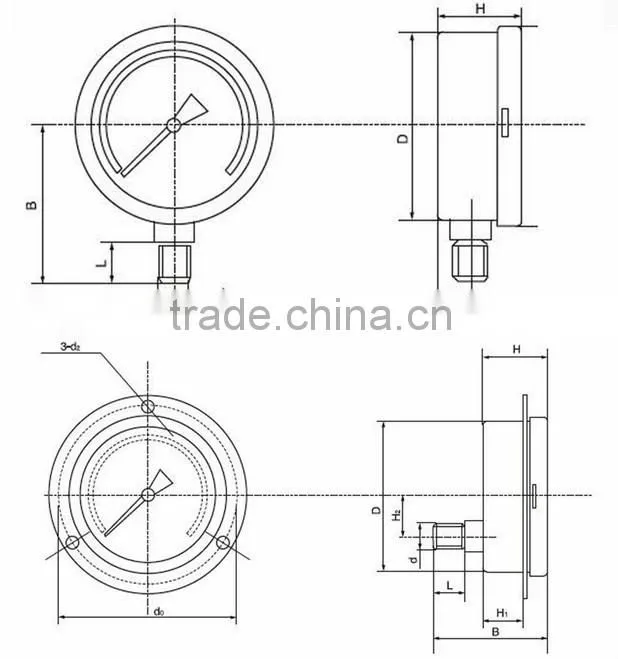 PGV series All Stainless glycerine or silicone Oil Filled Pressure Gauge manometer