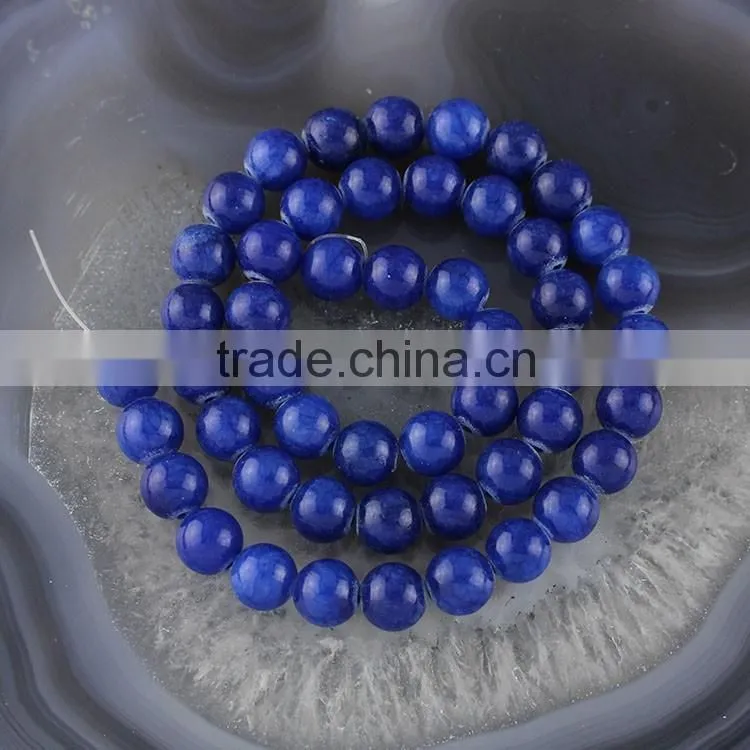 YJ1122-9 Dark green dyed jade stone beads strand