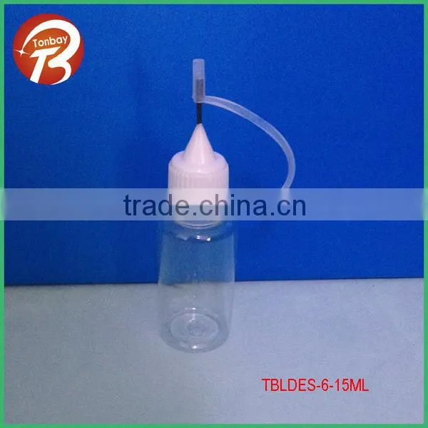 5ml 8ml 10ml 15ml 18ml 20ml 30ml plastic e liquid/juice/cigarette container with stainless steel tip and silicon cover TBLDES-6