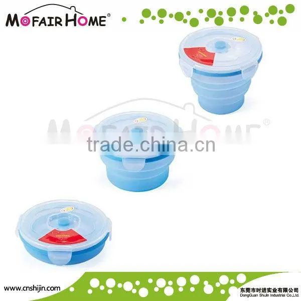 Food grade Round foldable silicone insulated food containers (FD003-1)