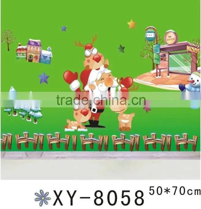 ALFOERVER pvc antelope and christmas tree window decal sticker