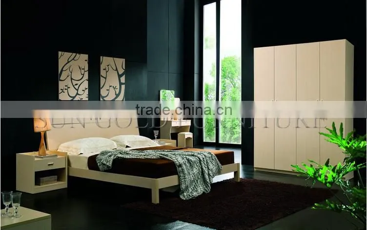 luxury turkey bedroom set wood double bed designs(SZ-BT005)