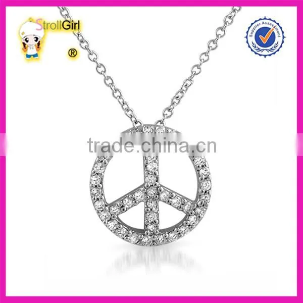 Single Cut Diamond Charm Pendant Fashion Peace Sign Sign Pave Diamond Jewelry Manufacturer