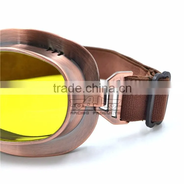 BJ-GT-013 fashionable popular Copper Yellow lens motorcycle googles glasses for Harley