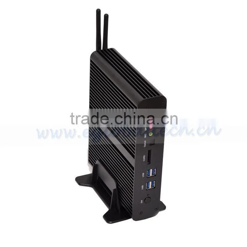 micro pc gaming desktop computer i7 5500u broadwell chipset 2 rj45 2hdmi sd card optical fiber nettop pc portable