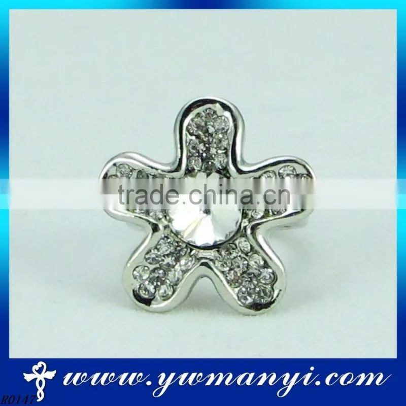 Standards Hight Quality Fashion Sparkling Jewleries Silver Flower Ring For Women R0147