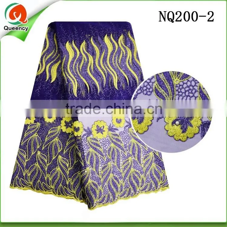 austrian embroidered New french lace fabric with embroidery border and eyelet design