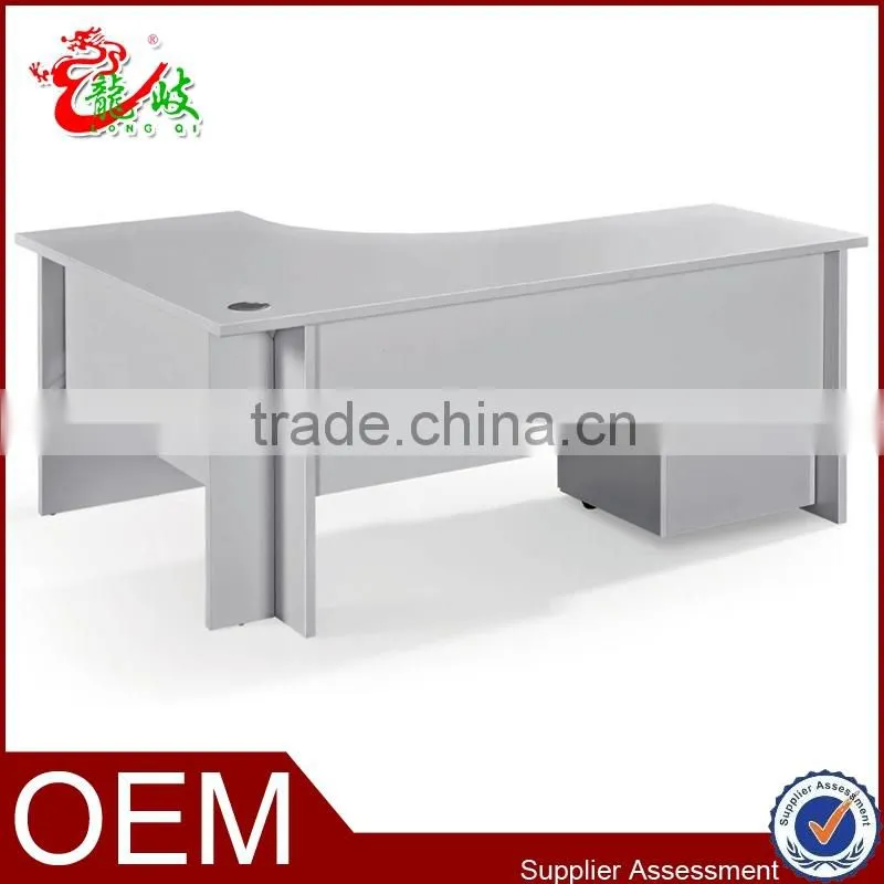 modern design L-shaped office table with mobile cabinet lockable fashion office staff furniture table C02