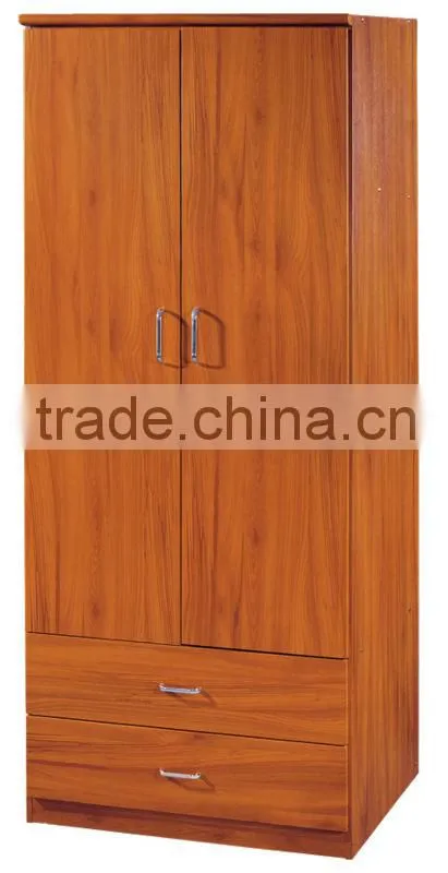 hot sale cheap popular fashion modern 2 door with drawer MDF wardrobe closet