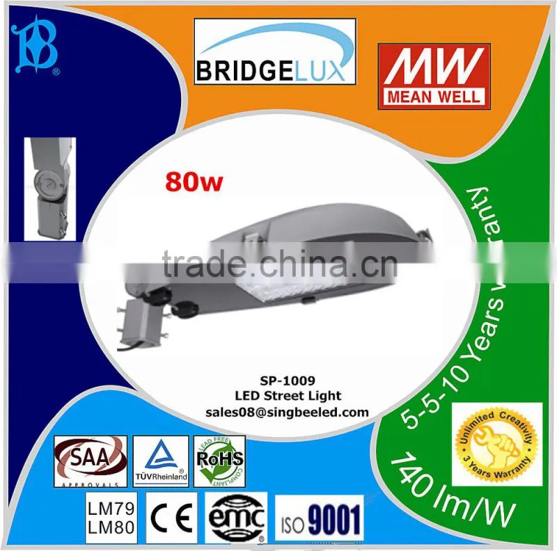 module type 80w IP65 MW driver Bridgelux chip SP-1009 LED Street Light CE/ROHS/LM79