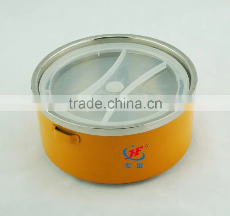 personalized food grade stainless steel lunch box 3 bowls container