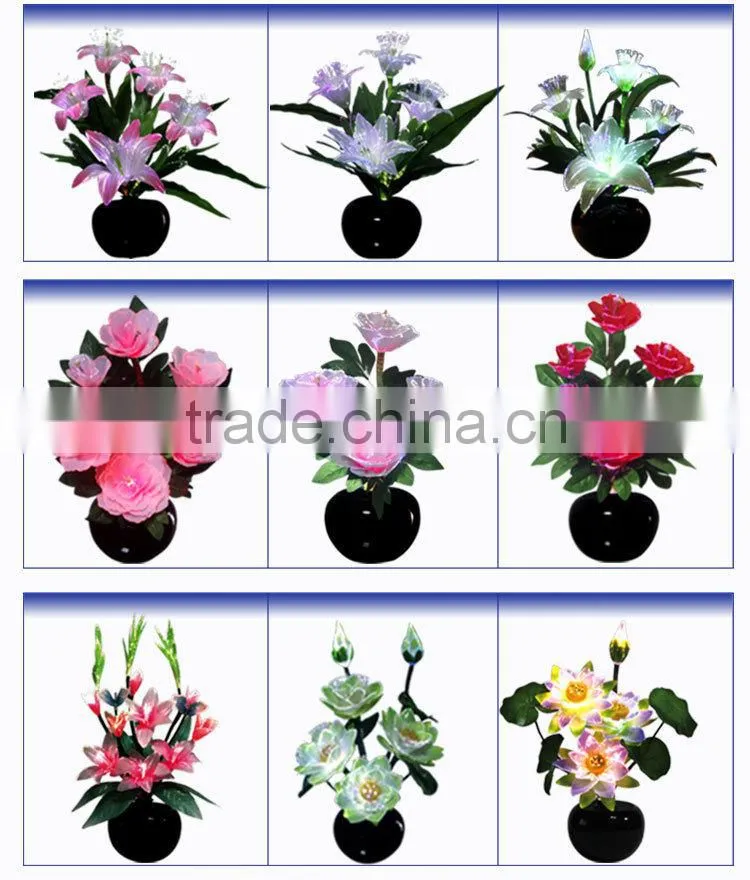 Party supplies color changing optical fiber christmas flower with led
