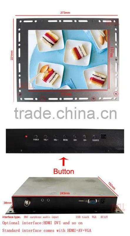 7 8 9.7 10 10.4 12 15 17 19 inch open frame monitor