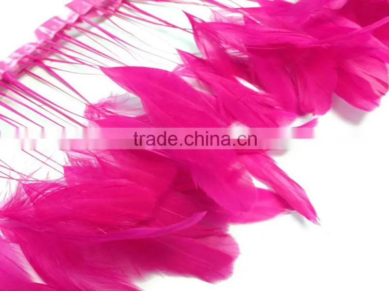 Stripped blue Coque Tails Fringe rooster feather trim