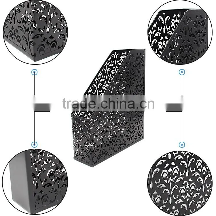 Wholesale embossing 1 compartment wrought iron office desk file magazine rack