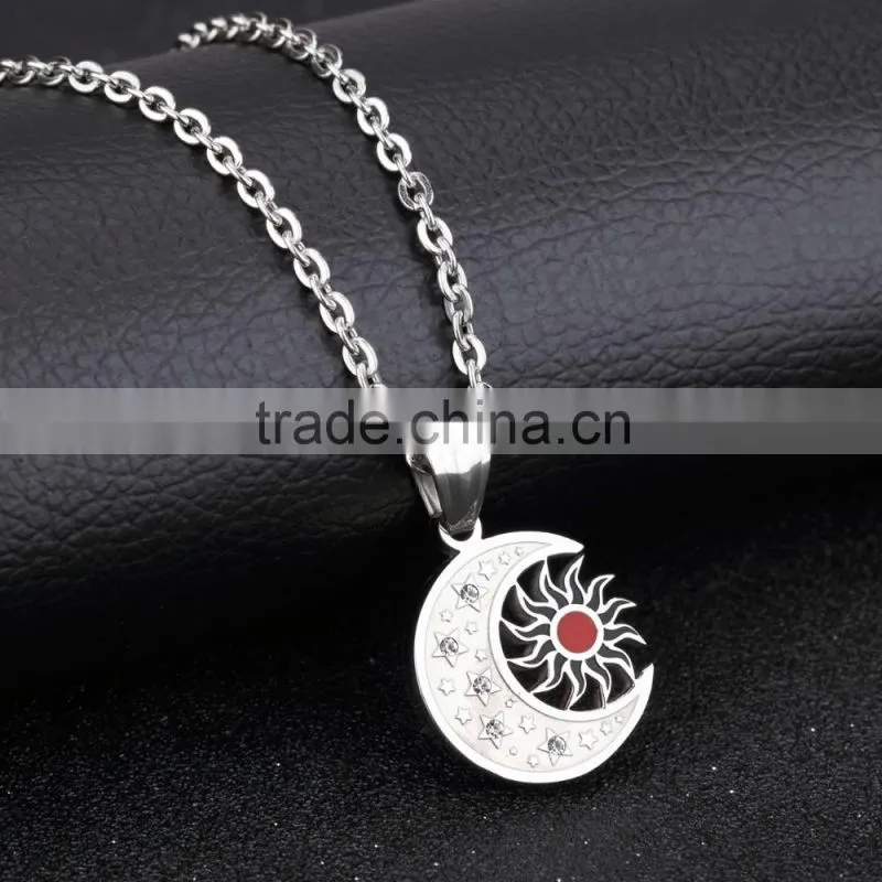 wholesale fashion pendant bulk stainless steel Apollo sale sun necklace with moon