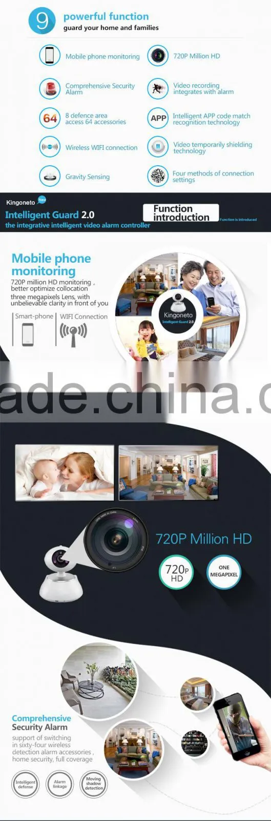 PTZ camera HD 720P 64GB SD network ip camera remote monitoring and real time video