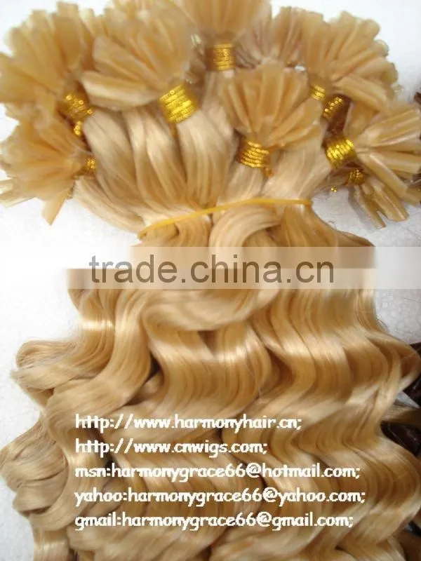 TOP remy HOT selling 1# cheap nail tips hair extension