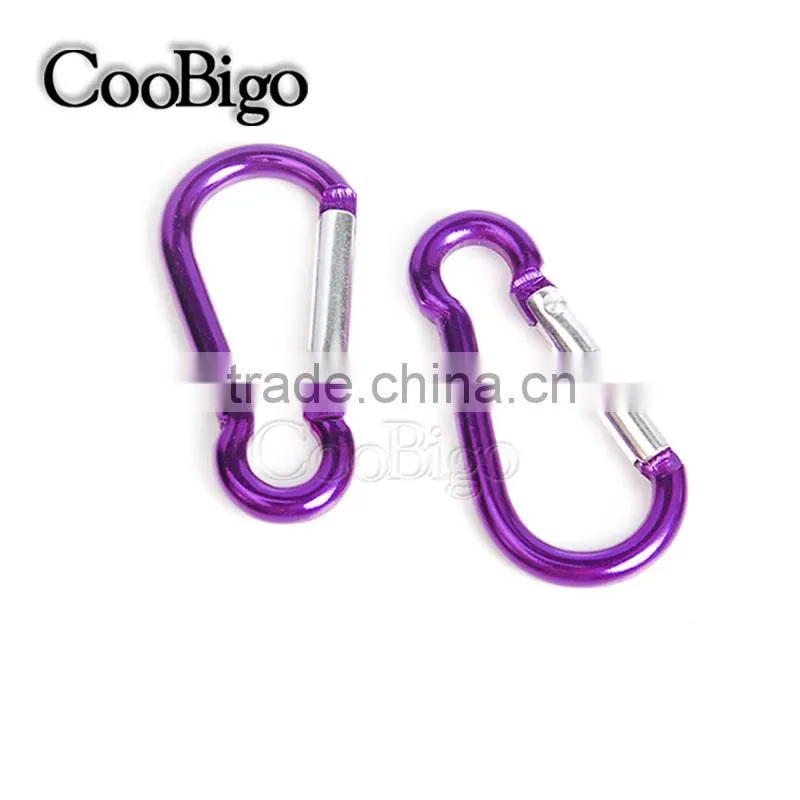 Colorful Aluminum Spring Carabiner Snap Hook Hanger Keychain Hiking Camping #FLQ186-6C(Mix-s)