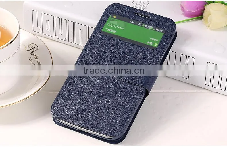 Single Open Window View Design Magnetic Buckle Leather Flip Case For Samsung