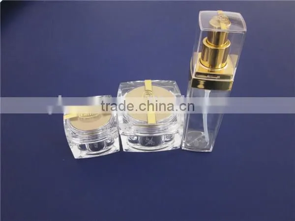 50g gold square acrylic cosmetic jar/luxury acrylic face cream squre plastic jar