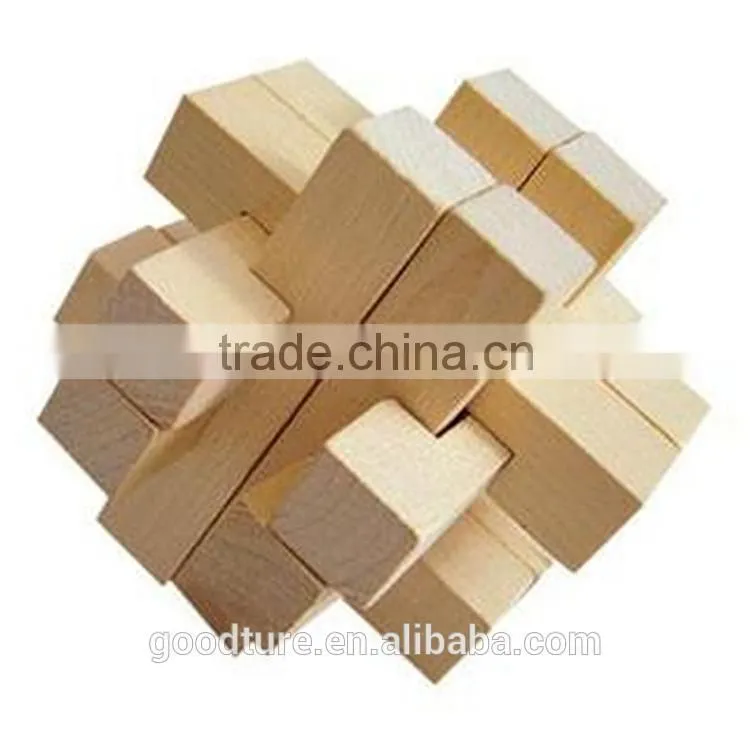 2015 Hot Sale Wooden IQ Intelligent Puzzle Kongming Lock Brain Teaser Cage To Take Treasure