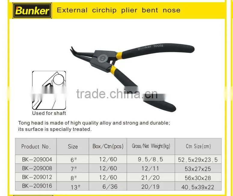 External bent nose circlip pliers