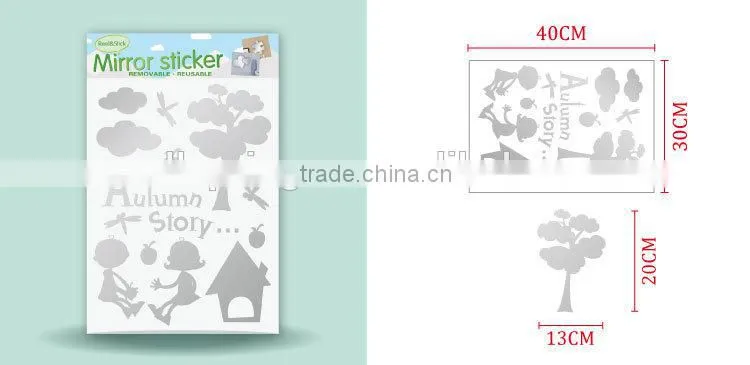 High quality and natural self adhesive wall mirror decoration stickers