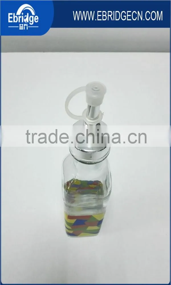 colored glass oil and vinegar bottle with dispenser