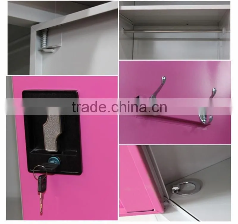 Modern Steel Bedroom Furniture Metal Cloth Storage 2 Door Wardrobe