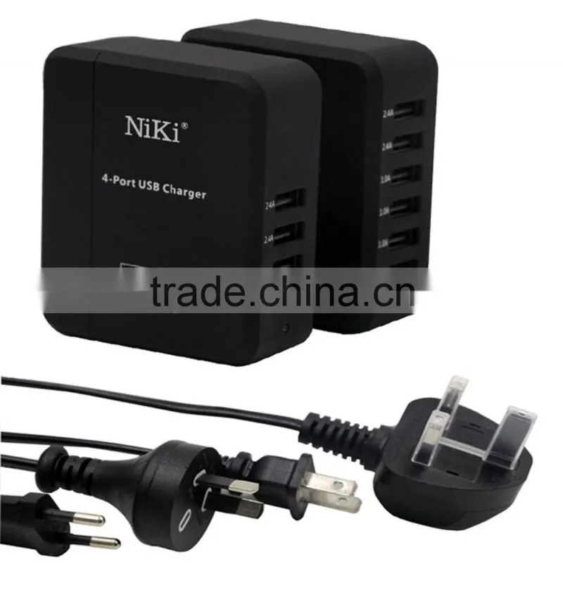 Travel 4 Ports 6.8A USB Hub Wall Charger for Tablet,iPad,Mobile Phone