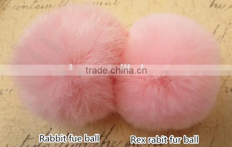 Real Fur Ball Key Chain / Fur Ball Keychain / Rex Rabbit Fur Pom Poms