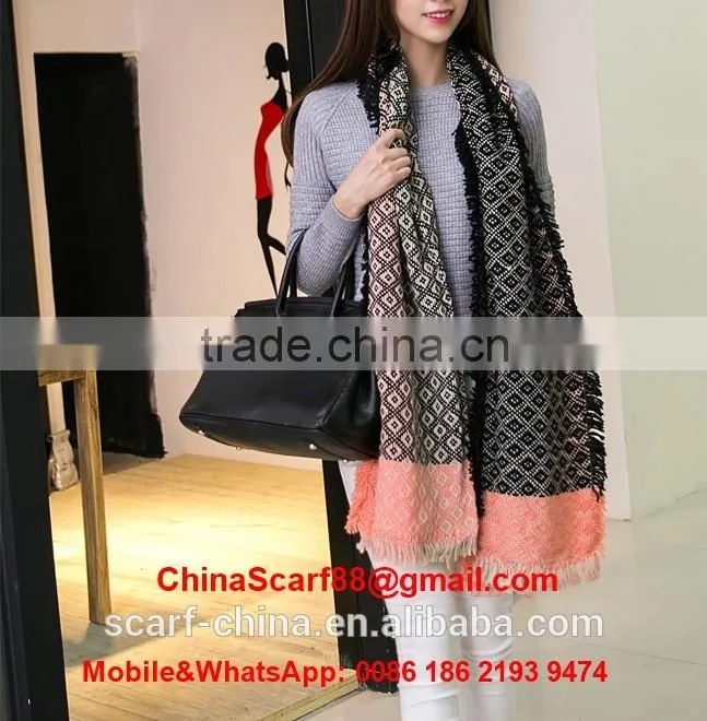 Wholesale wool fringed scarf