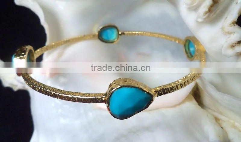 Vermeil Natural Rainbow Moonstone Gemstones Bangles, Gold Plated Matt Finish Bangles, Gold Polished Sterling Silver Bangles