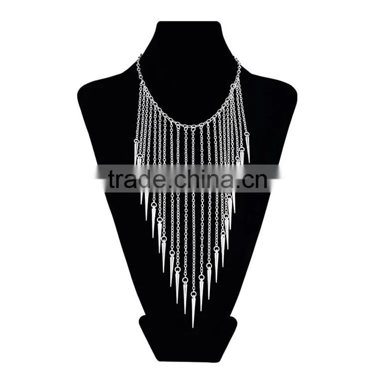 gold silver bullet tassel women accessories necklace