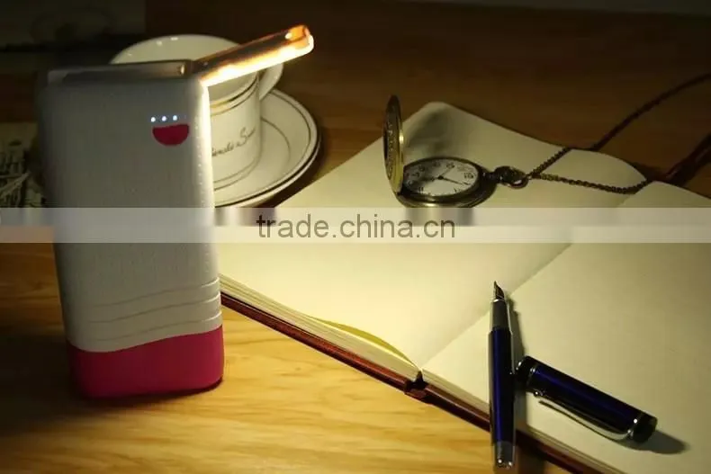 Portable power bank for smartphones 12000mAh fashionableTriple USB Out with Table Lamp